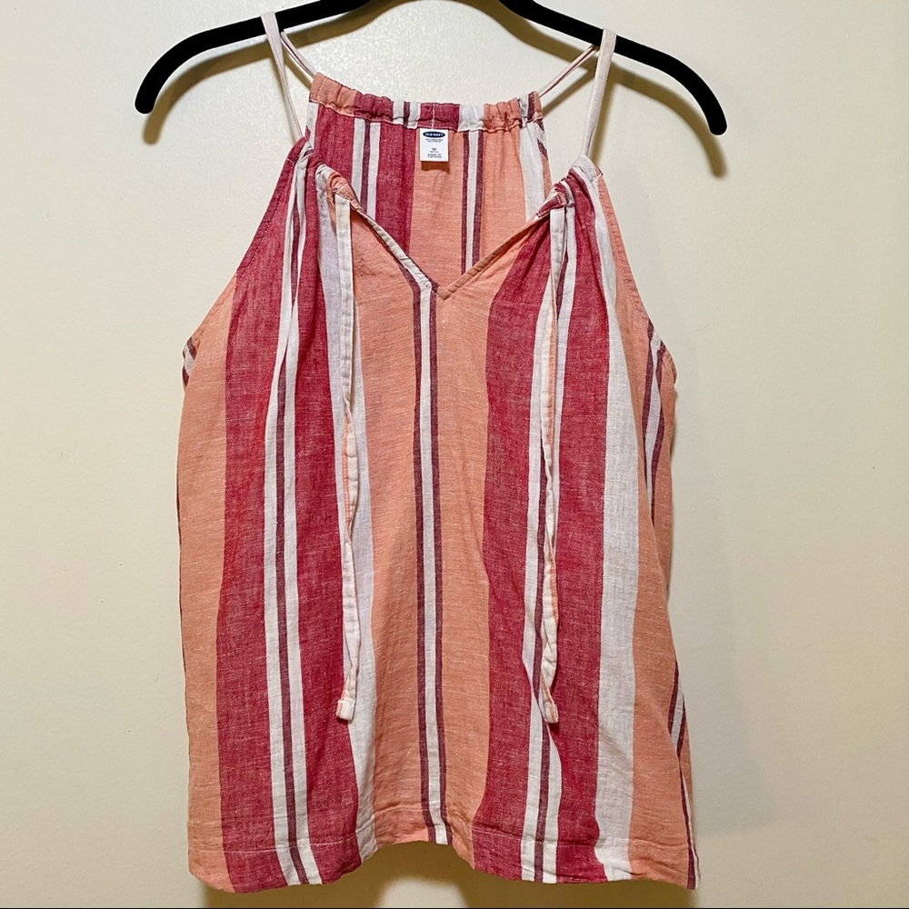 Old Navy: Medium linen striped tank top